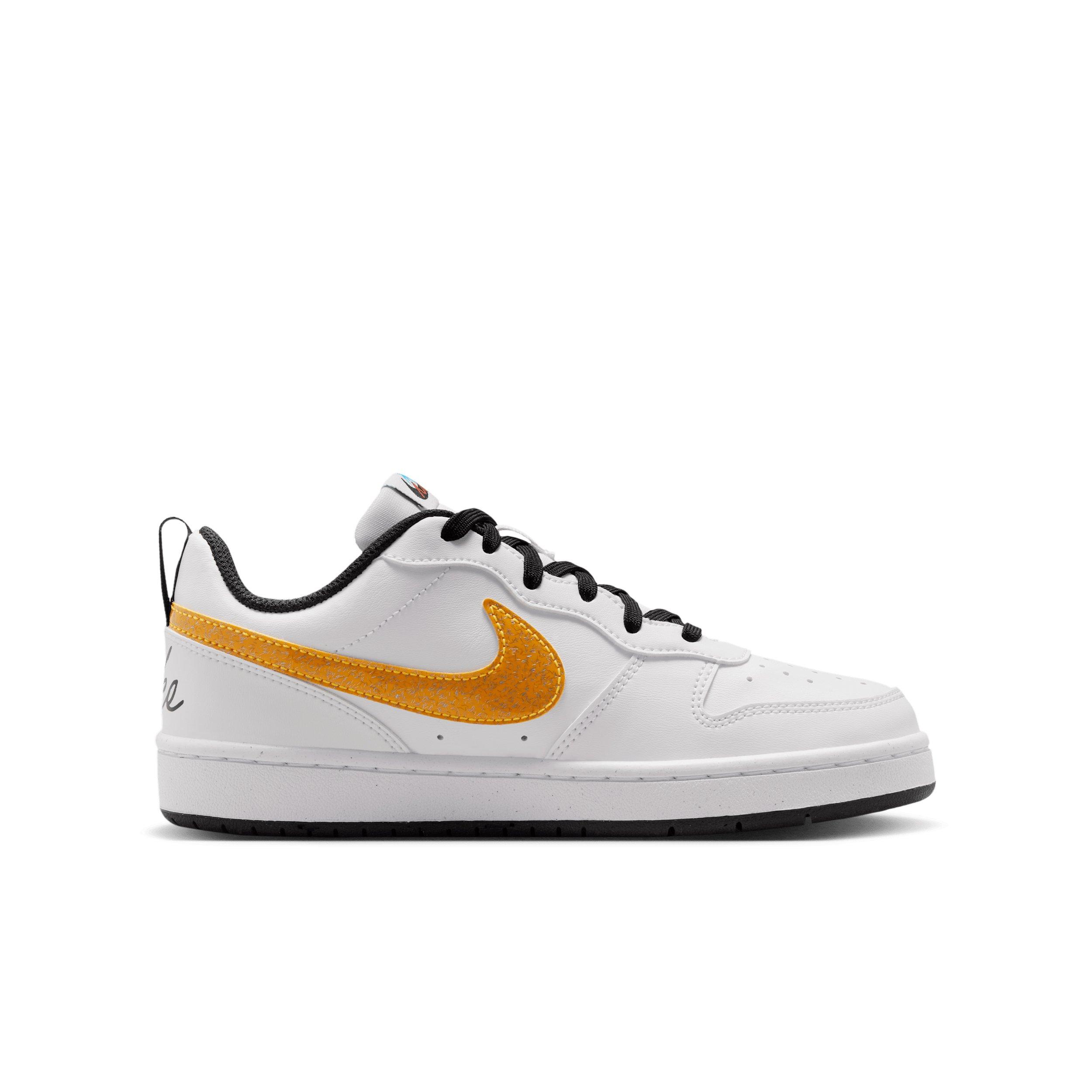 Nike Court Borough Low "White/Picante Red/Barely Volt/Current Blue" Grade School Boys' Shoe - WHITE/RED/VOLT/BLUE